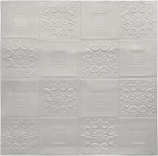 Самоклеящиеся вспененные 3D панели "Белая плитка с узорами" (700*700*3 мм)