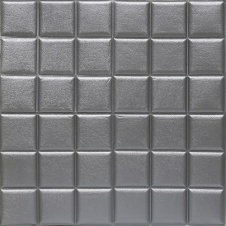 Самоклеящиеся вспененные 3D панели "Квадраты серебристые" (600*600*8 мм)