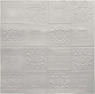 Самоклеящиеся вспененные 3D панели "Белая плитка с узорами" (700*700*3 мм) фото 2285